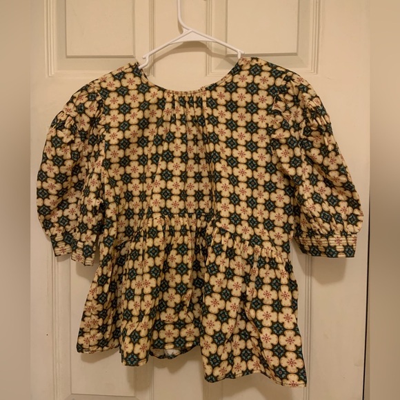 Floral Puff Sleeve Top by let me be Anthropologie button detail spring boho $120 - Picture 7 of 11